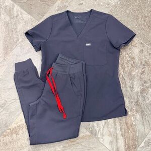 Figs Women's Joggers in Navy with Red Drawstring